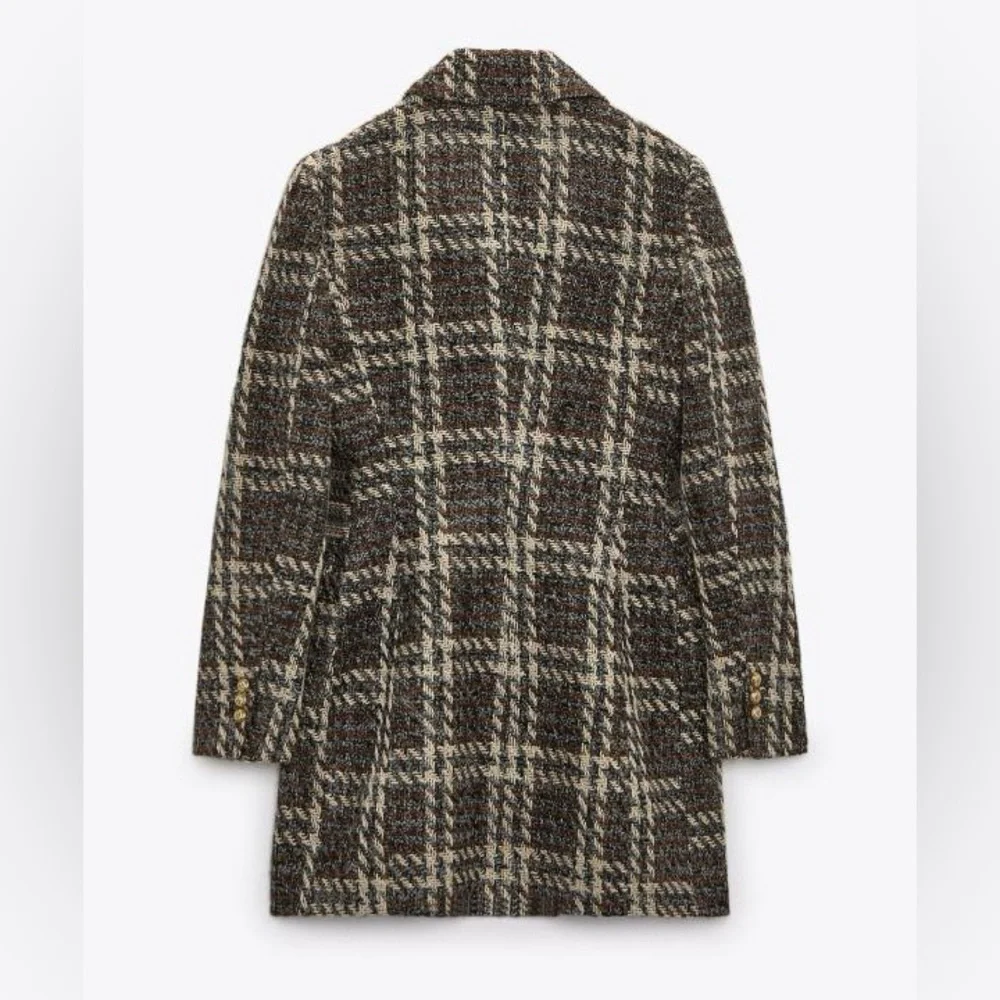 Zara Brown Plaid Coat - Picture 6 of 14